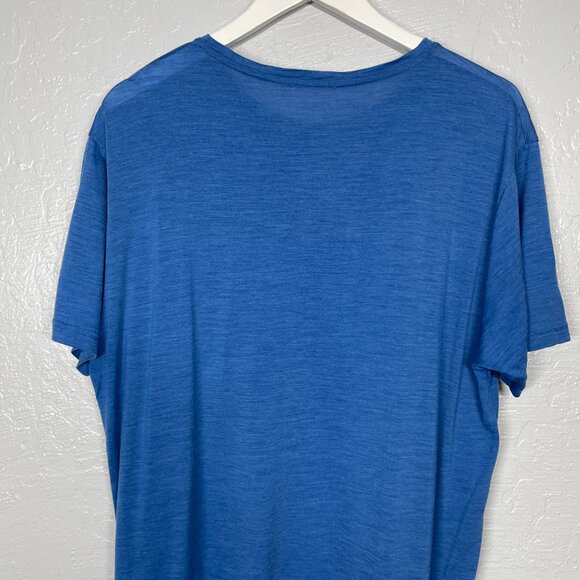 We Norwegians Men XL Blue Short Sleeve Crew Neck Shirt Merino Wool Blend - Picture 9 of 11